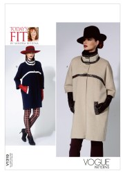 1319 VOGUE BETZINA LOOSE LINED COLLAR YOKE BAND COAT PATTERN ABC-GHIJ UNCUT